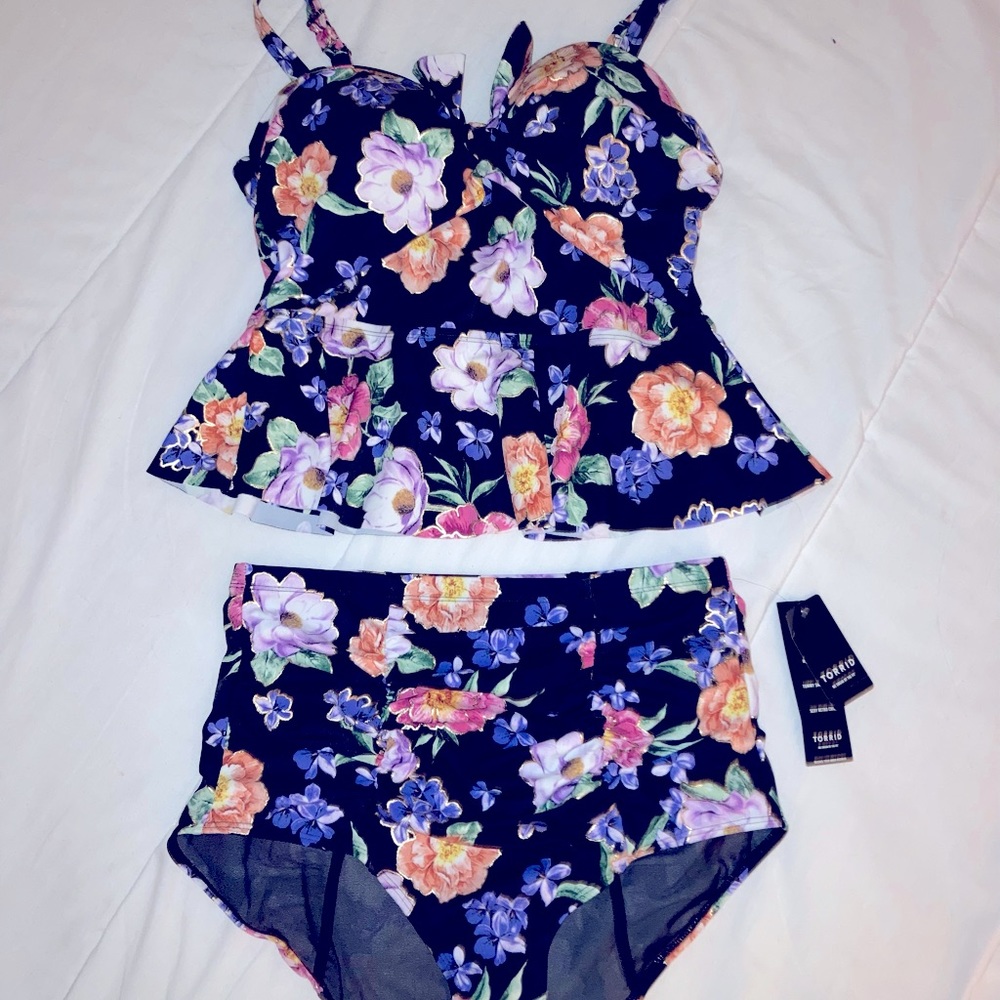 Torrid peplum top high waisted tankini